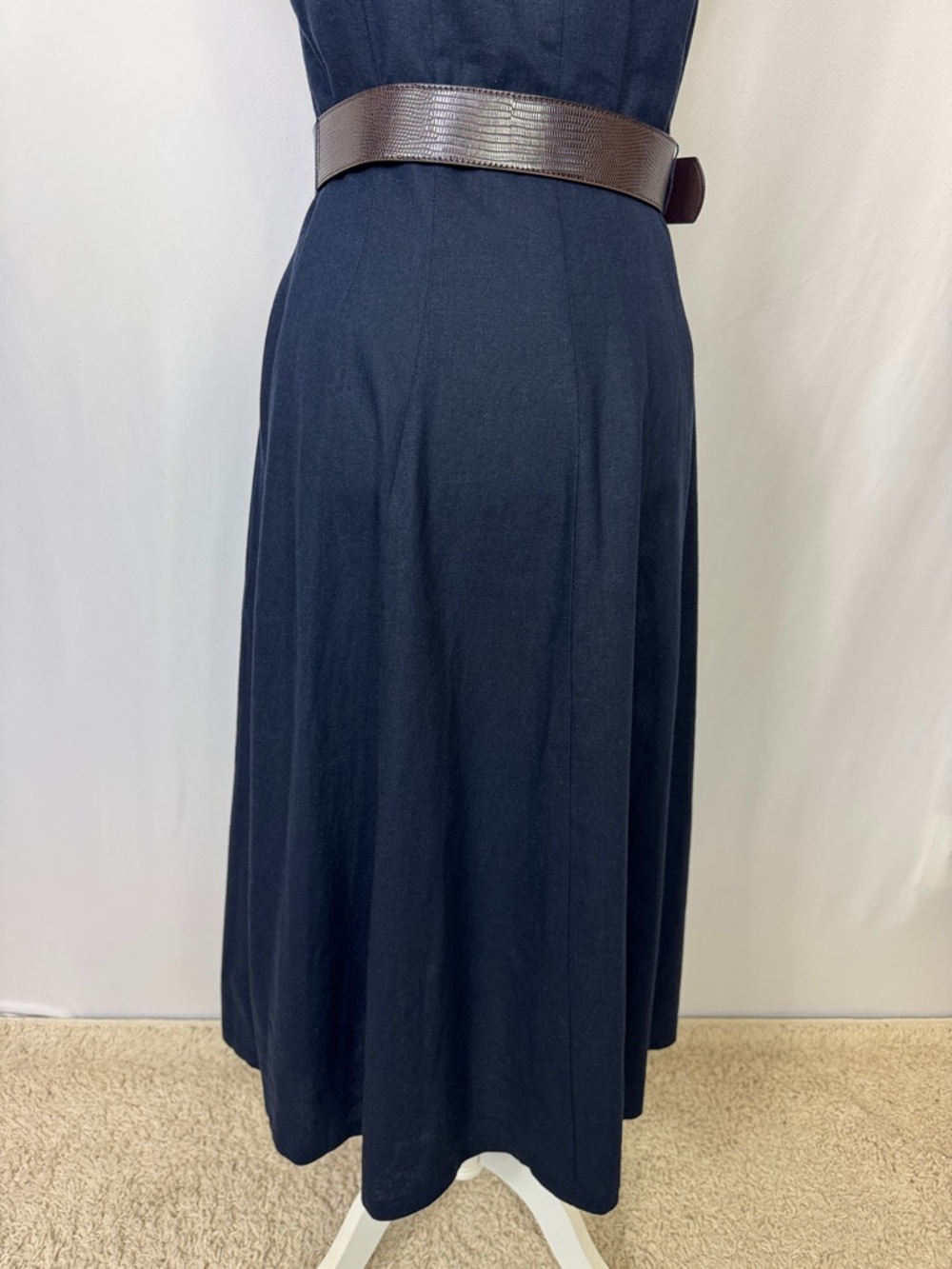 Donna Karan New York Belted A-Line Midi Dress Size 6 Blue - Picture 11 of 15